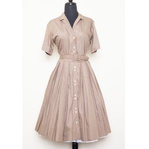 Vintage Dresses - 1950s shirt dress with full pleated skirt Vintage Dresses - 1950s shirt dress with full pleated skirt
